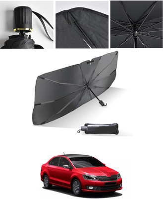 AYW Windshield Sun Shade For Skoda Rapid(Black, Silver)