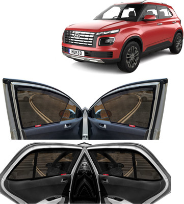 Kingsway Side Window, Rear Window Sun Shade For Hyundai Venue(Black)