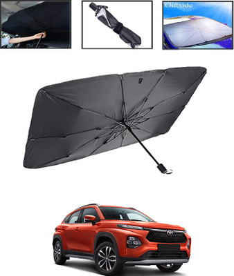 MSNP Windshield Sun Shade For Toyota Universal For Car(Black, Silver)