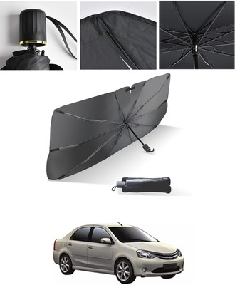 AYW Windshield Sun Shade For Toyota Etios Cross(Black, Silver)
