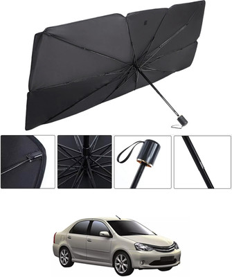 RKPSP Windshield Sun Shade For Toyota Etios Liva(Black, Silver)