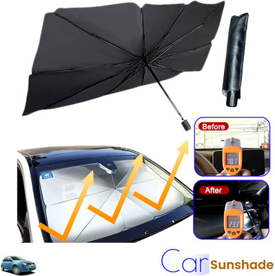 Rhtdm Windshield Sun Shade For Mahindra Verito, Universal For Car(Black)