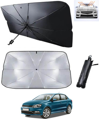 AYW Windshield Sun Shade For Volkswagen Ameo(Silver, Black)