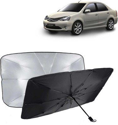 Kingsway Dashboard, Windshield Sun Shade For Toyota Etios(Black, Silver)