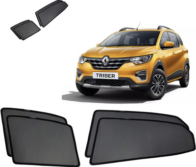 RAKRISH Rear Window, Side Window Sun Shade For Renault Triber(Black)