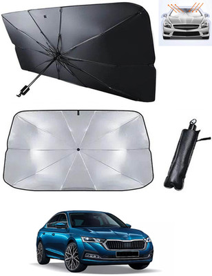 RKPSP Windshield Sun Shade For Skoda Octavia(Black, Silver)