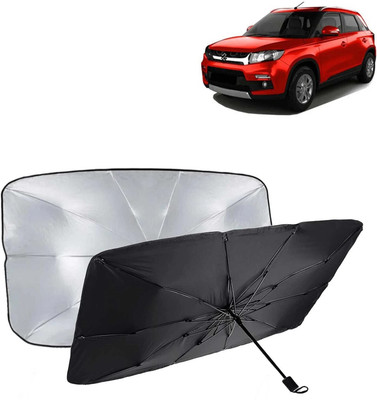 ShopDock Dashboard, Windshield Sun Shade For Maruti Suzuki Vitara Brezza(Black, Silver)