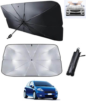 RKPSP Windshield Sun Shade For Fiat Grand Punto(Silver, Black)