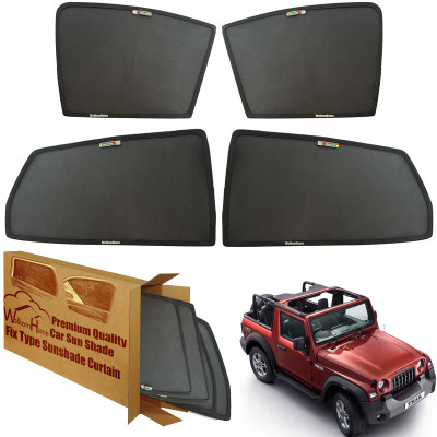 WolkomHome Side Window Sun Shade For Mahindra Universal For Car(Black)