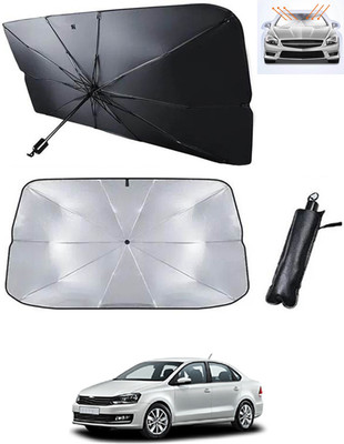 RKPSP Windshield Sun Shade For Volkswagen Vento(Black, Silver)