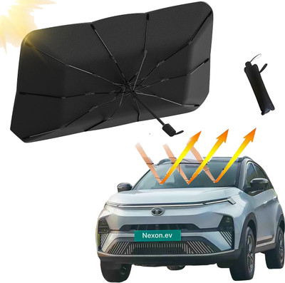 Aadikart Dashboard, Windshield Sun Shade For Tata Nexon EV, Nexon(Black, Silver)