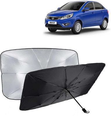 Kingsway Dashboard, Windshield Sun Shade For Tata Zest(Black, Silver)