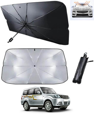MATIES Windshield Sun Shade For Tata Sumo Grande(Silver, Black)