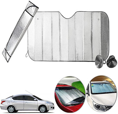 AUTO PEARL Dashboard, Windshield Sun Shade For Nissan Sunny(Silver)