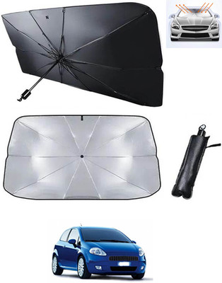RKPSP Windshield Sun Shade For Fiat Grand Punto(Black, Silver)