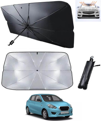 RKPSP Windshield Sun Shade For Datsun Go(Silver, Black)