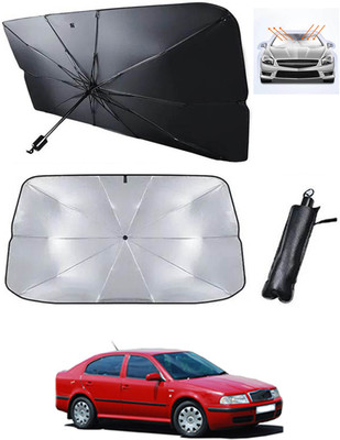 MATIES Windshield Sun Shade For Skoda Octavia(Black, Silver)