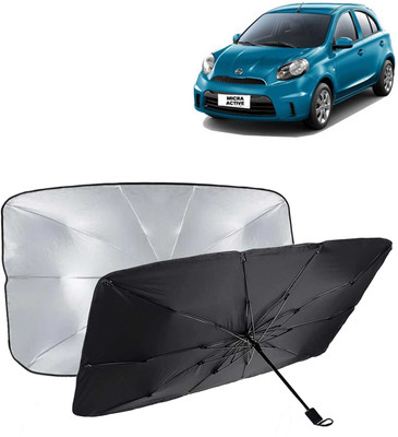 Kingsway Dashboard, Windshield Sun Shade For Nissan Micra Active(Black, Silver)