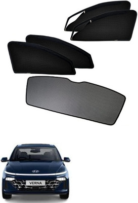 RAKRISH Rear Window, Side Window Sun Shade For Hyundai Verna(Black)