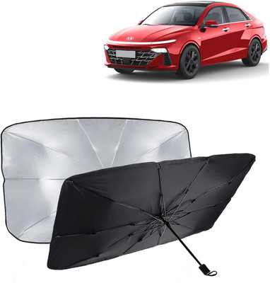 Kingsway Dashboard, Windshield Sun Shade For Hyundai Verna(Black, Silver)
