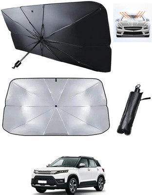 MATIES Windshield Sun Shade For Maruti Suzuki Vitara Brezza(Black, Silver)