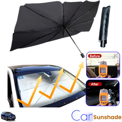 Rhtdm Windshield Sun Shade For Tata Hexa, Universal For Car(Black)
