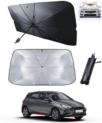 RKPSP Windshield Sun Shade For Hyundai Universal For Car(Black, Silver)