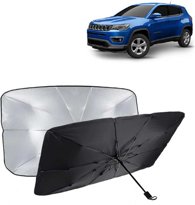Kingsway Dashboard, Windshield Sun Shade For Jeep Compass(Black, Silver)