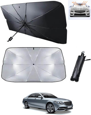 RKPSP Windshield Sun Shade For Mercedes Benz Universal For Car(Black, Silver)