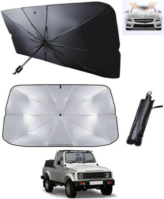 RKPSP Windshield Sun Shade For Maruti Suzuki Gypsy King(Silver, Black)