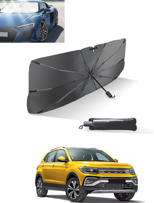 MATIES Windshield Sun Shade For Volkswagen Taigun(Black, Silver)