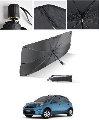 AYW Windshield Sun Shade For Nissan Micra Active(Black, Silver)