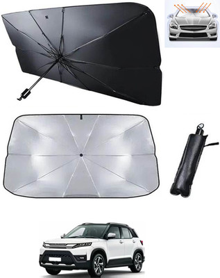 RKPSP Windshield Sun Shade For Maruti Suzuki Vitara Brezza(Black, Silver)