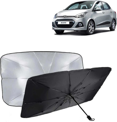 ShopDock Dashboard, Windshield Sun Shade For Hyundai Xcent(Black, Silver)