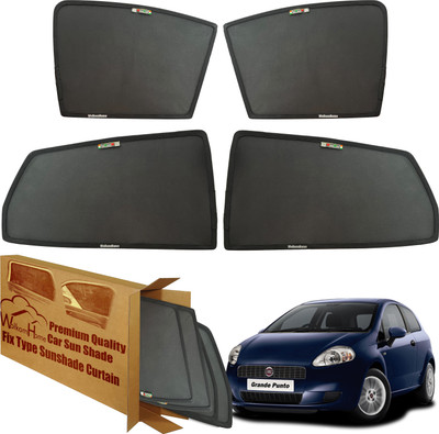 WolkomHome Side Window Sun Shade For Fiat Grand Punto(Black)