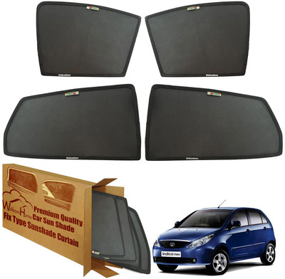 WolkomHome Side Window Sun Shade For Tata Indica Vista(Black)