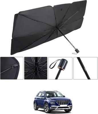 RKPSP Windshield Sun Shade For Hyundai Venue(Black, Silver)