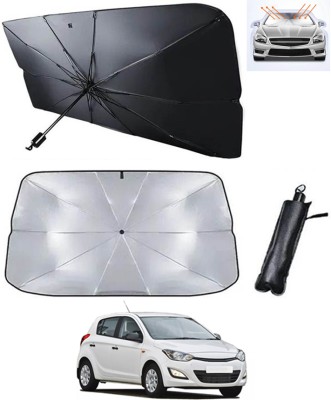 RKPSP Windshield Sun Shade For Hyundai i20(Silver, Black)