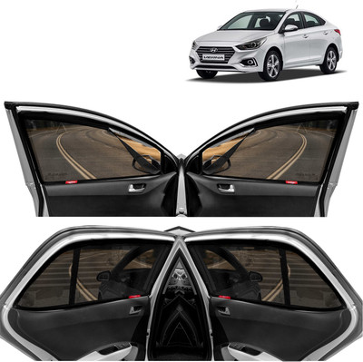 Kingsway Rear Window, Side Window, Windshield Sun Shade For Hyundai Verna(Black)