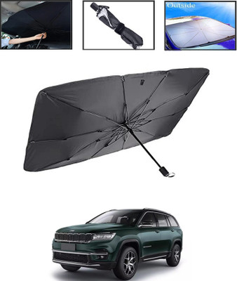 MSNP Windshield Sun Shade For Jeep Meridian(Black, Silver)