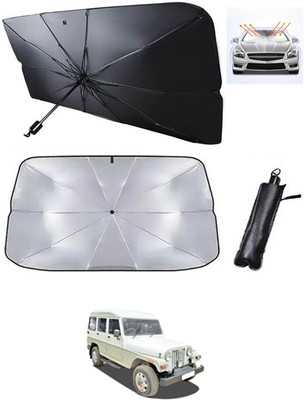 MATIES Windshield Sun Shade For Mahindra Marshal(Black, Silver)