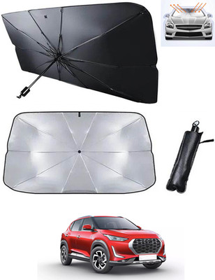 RKPSP Windshield Sun Shade For Nissan Magnite(Black, Silver)