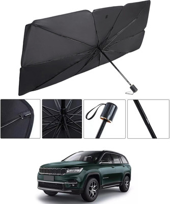 RKPSP Windshield Sun Shade For Jeep Meridian(Black, Silver)