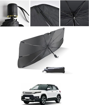 AYW Windshield Sun Shade For Maruti Suzuki Vitara Brezza(Black, Silver)