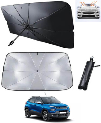 RKPSP Windshield Sun Shade For Tata Punch(Silver, Black)