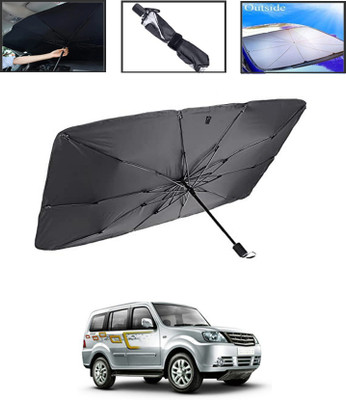 MSNP Windshield Sun Shade For Tata Sumo Grande(Black, Silver)