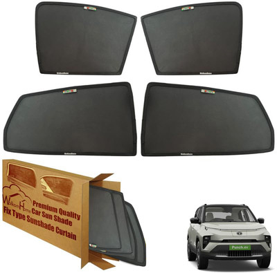 WolkomHome Side Window Sun Shade For Tata Punch(Black)