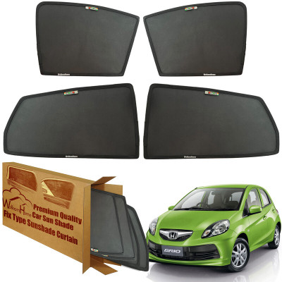 WolkomHome Side Window Sun Shade For Honda Brio(Black)