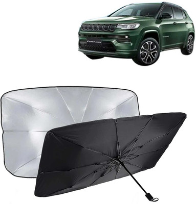 Kingsway Dashboard, Windshield Sun Shade For Jeep Compass(Black, Silver)