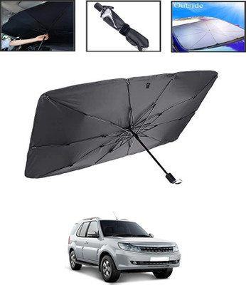 MSNP Windshield Sun Shade For Tata Safari Storme(Black, Silver)